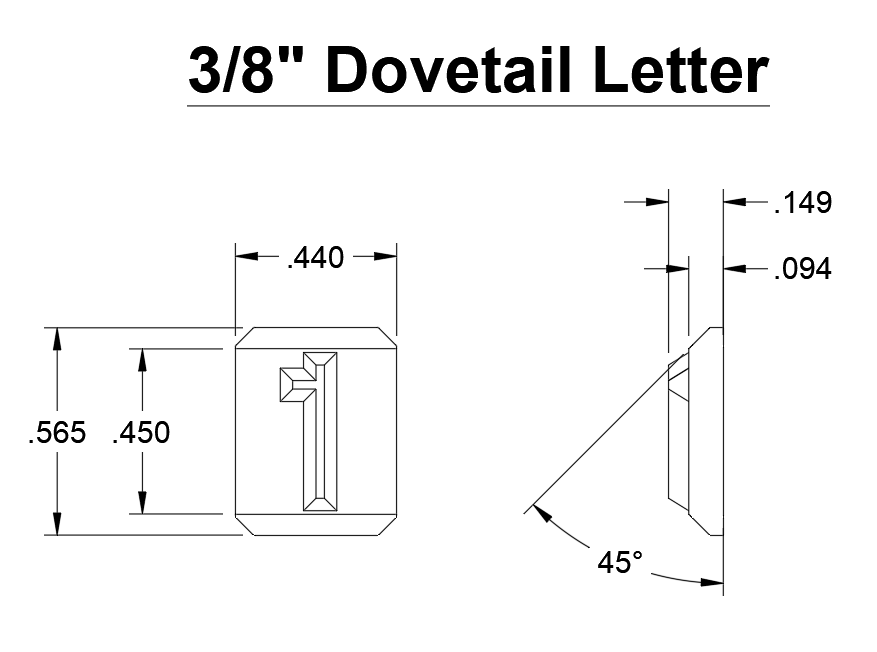 Steel Dovetail Letters - 3/8"